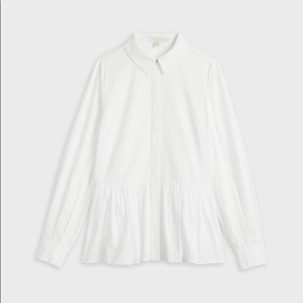 Ted Baker London | Women’s Cannan Gathered Over-sized Shirt White Size 2
